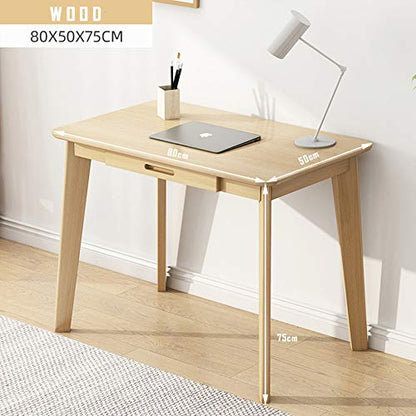 IOTXY Solid Wood Writing Desk - Home Office Laptop Computer Table, Oak - color: Oak, size: 80CM