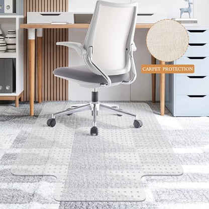 KMAT Office Chair Mat for Carpet, Computer Desk Mat,Clear Desk Chair Mat for Home Office Rolling Chair,Heavy Duty Floor Protector-Easy to Clean,Anti-Slip-36 x48 with Lip - size: 36"x48", style: Carpet Mat With Lip
