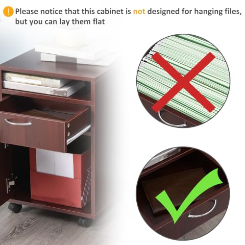 Storage Cabinet with 2 Drawers, 1 Shelf, 23.6" H, Brown