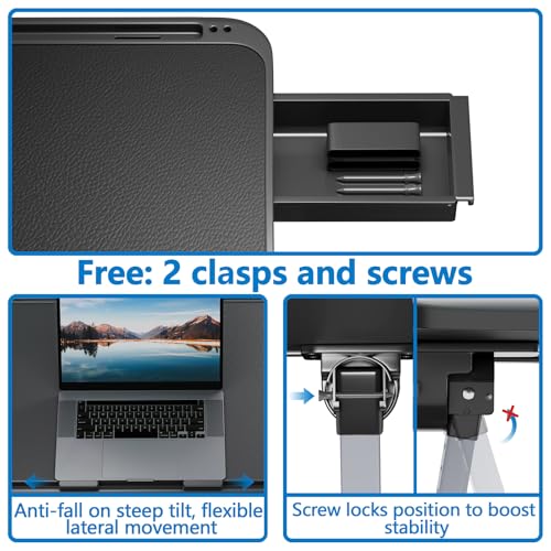 Potuopy Adjustable Laptop Lap Desk, X-Large Foldable Bed Table Tray - color: Black