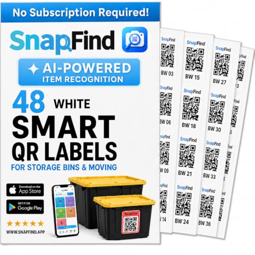 QR Code Labels for Storage Bins & Moving, 48 White Smart Labels - color: White