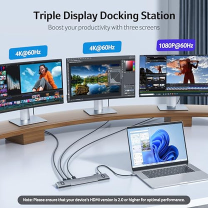 Acer Docking Station 3 Monitors, Laptop Docking Station Stand with 2HDMI+DP