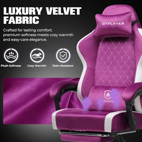 GTPLAYER Gaming Chair, Ergonomic Computer Chair with Footrest and Lumbar Support, High Back Recliner Chair 350lbs, Height Adjustable for Home Office, Purple - color: Purple