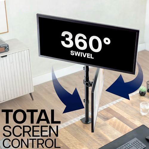 VIVO Dual Vertically Stacked Monitor Desk Mount, Extra Tall Adjustable Stand for 2 Ultrawides up to 34 inches, 22 lbs Capacity, Black, STAND-V002T | Black, Adjustable Monitor Arm, Grommet or C-Clamp Mounting, Vertical Computer Stand for 2 Monitors, Holds