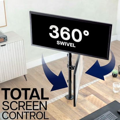 VIVO Dual Vertically Stacked Monitor Desk Mount, Extra Tall Adjustable Stand for 2 Ultrawides up to 34 inches, 22 lbs Capacity, Black, STAND-V002T | Black, Adjustable Monitor Arm, Grommet or C-Clamp Mounting, Vertical Computer Stand for 2 Monitors, Holds