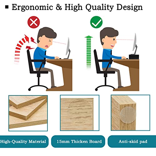 TEAMIX Wood Monitor Stand Riser-2 Packs, Maple | Holds 80Lbs, Stacked/Separate Adjustable Use, 2 Tier Adjustable, Fits laptop, TV, PC. For Home Office, Gaming - color: Maple
