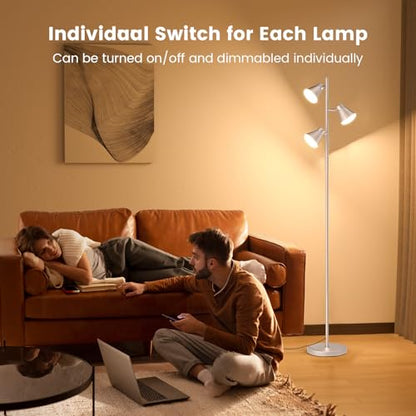 SIBRILLE 36W LED Tree Floor Lamp with Remote for Living Room Bedroom - color: Silver