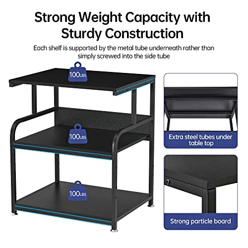 Fannova 23.6"x18.9"x30" Large Printer Stand with Adjustable Storage Shelf - color: Black, size: 23.6"W x 18.9"D x 30"H