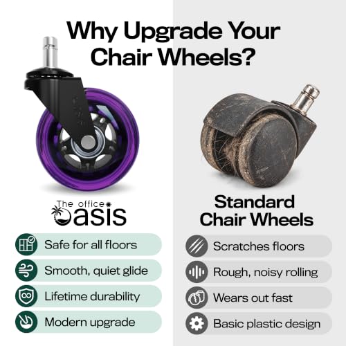 The Office Oasis Original Office Chair Wheels (As Seen On PBS), Purple - color: Purple