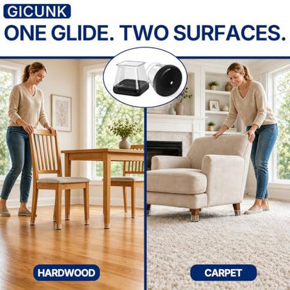 GICUNK 28 Pcs Chair Leg Floor Protectors for Carpet Square Clear - size: Square M