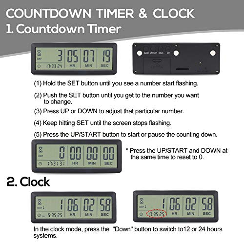 A AIMILAR 999 Days Countdown Timer Digital Clock Retirement Vacation Event Day Counter with Count Up Function - color: Black-big