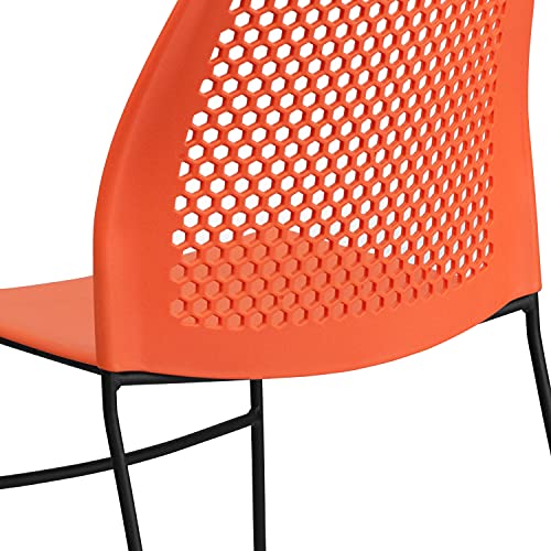 EMMA + OLIVER Home and Office Orange Sled Base Stack Chair with Air - color: Orange