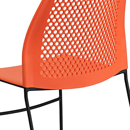 EMMA + OLIVER Home and Office Orange Sled Base Stack Chair with Air - color: Orange