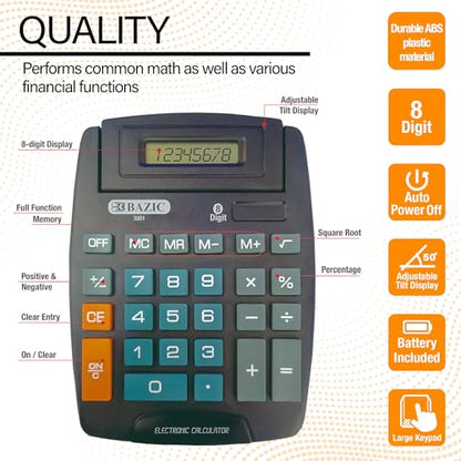 BAZIC Products 8-Digit Large Desktop Calculator, Tilt Display | adjustable tilt display and large keys for everyday math - size: 1 Unit