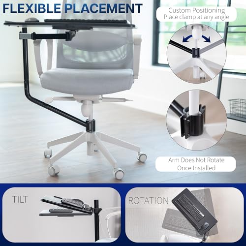 VIVO Black Office Chair Mounted 26 x 12 in Keyboard Tray, MOUNT-KB08C