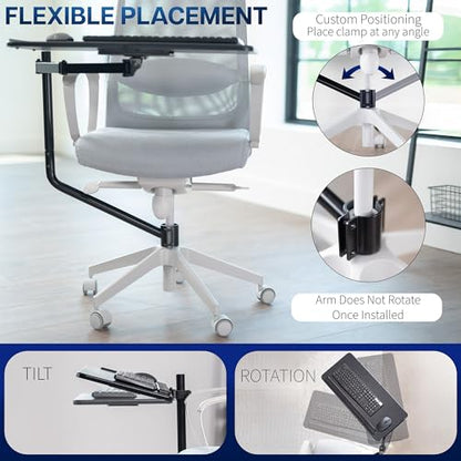 VIVO Black Office Chair Mounted 26 x 12 in Keyboard Tray, MOUNT-KB08C