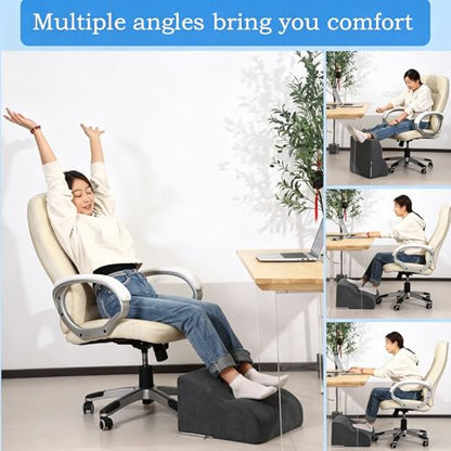 Foot Rest for Under Desk at Work.Multifunctional 3-Tier Foot Stool - color: Standard-a-black