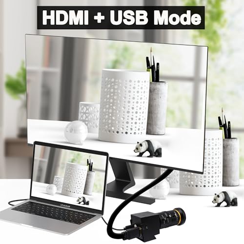 SVPRO 4K 60fps HDMI Camera USB3.0 Streaming Webcam with 5-50mm Manual Telephoto Lens 10X Optical Zoom H.264 Industrial Microscope Close-Ups Camera,USB and HDMI Dual Ouput - color: 4K 60fps Camera with 5-50mm Lens