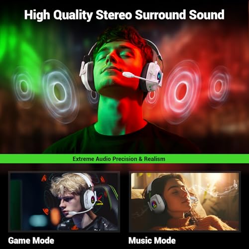Krysenix Xbox Wireless Gaming Headset with Noise Canceling Microphone-White - color: White