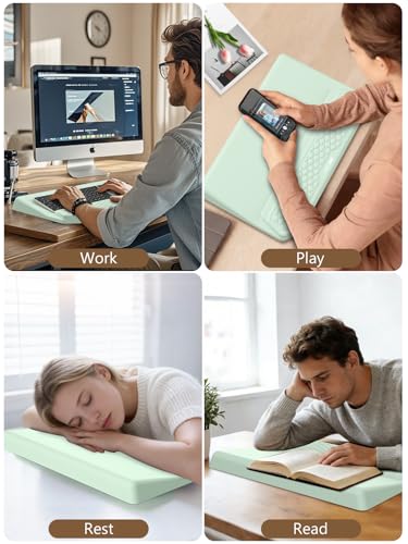 2-in-1 Ergonomic Keyboard Stand with Wrist Rest, Light Green - color: Light Green