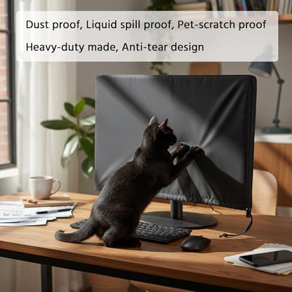 Monitor Dust Cover Heavy Duty Anti-tear Full Body Protective Case Universal for 38-40" Computer LED LCD Screen Wih Adjustable Bottom Tight Rope Black -39Wx18Hx3.5D in - size: 38"-40" in