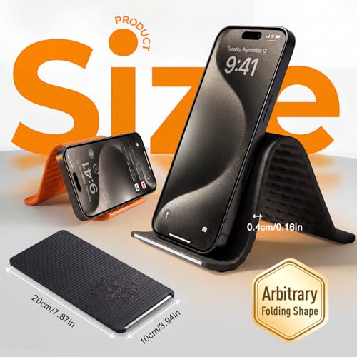 Flexible Silicone Aluminum Phone Stand,2026 New Anti-Slip Fexible Silicone Phone Holder,Folded into Any Shape Phone Holder for Tablet Laptop,Travel, Desk,Bed,Treadmill (Black 1Pcs) - color: Black
