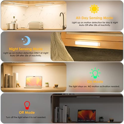11.8 inch Motion Sensor Under Cabinet Light, 5-Pack, Warm White | Dimmable, Rechargeable, Magnetic Closet Light, Wireless Under Counter Lighting, USB Cable Included - color: Warm White, size: 11.8 inch