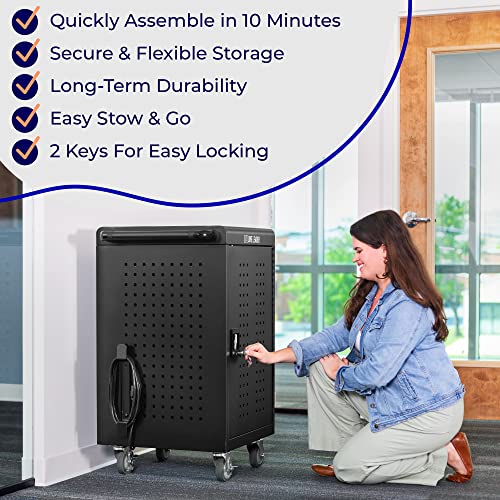4-Pack | Line Leader 30 Unit Mobile Charging Cart with Locking Cabinets | UL Safety-Certified Charging Station for 30 Tablets, Laptops or Chromebooks | ANSI/BIFMA Standard Laptop Cart & Storage Cart - size: 4 PACK - 30 Tablet/Chromebook