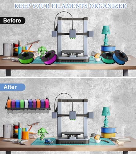 2 Tier Wall Mount Filament Storage Rack Holds 20 Rolls 1KG 3D Printer Spool | Holds 18+ Spools, 50LBS Load/Shelf, 22mm Heavy Pipe, Fits Small Print Farms, Assembles in 15 Mins, Versatile Storage Use - color: Small