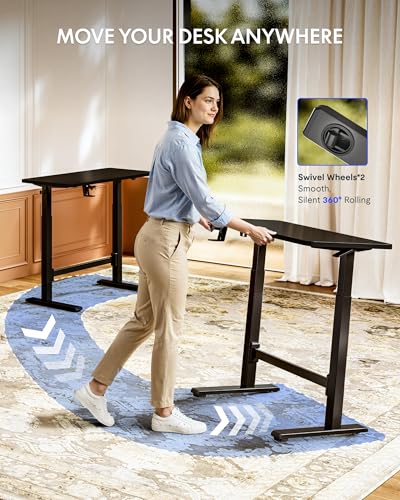 FLEXISPOT H7 Plus Mobile Standing Desk, Pneumatic Adjustable,One-Piece 48" - color: Black, size: 48"