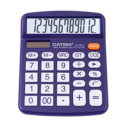 Desktop Calculator 12 Digit with Large LCD Display and Sensitive Button, Solar and Battery Dual Power, Standard Function for Office, Home, School, CD-2786 (Purple) - color: Purple