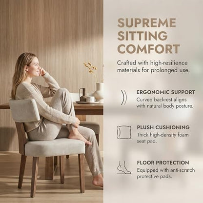 HNY Mid Century Modern Dining Chairs Set of 2, Farmhouse PU Leather Upholstered Accent Chair Curved Backrest Kitchen Chairs, with Hardwood Frame, Grey - color: Grey Curved