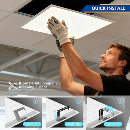 2x2 LED Panel Light 6Pack,Up to 6000 Lumens,AC120-277V | 5Power Options (20–40W),4CCT Choices (3000–5000K),0-10V Dimmable,ETL&DLC for Office Commercial Drop Ceiling - size: 2x2-6Pack