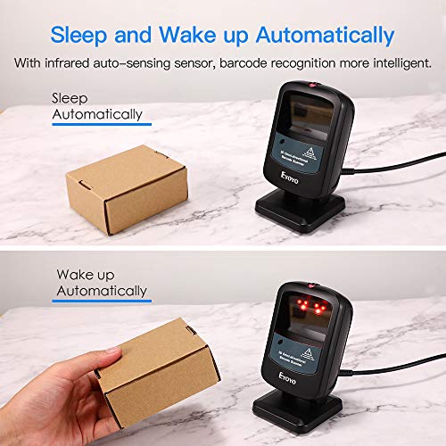 Eyoyo 2D USB Wired Desktop Hands-Free Barcode Scanner Omnidirectional - color: Blue Desktop Barcode Scanner