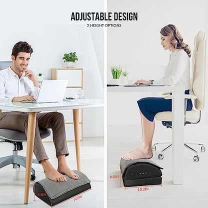 Snailax Heated Footrest Under Desk, Adjustable Foot Rest with Vibration - color: Black