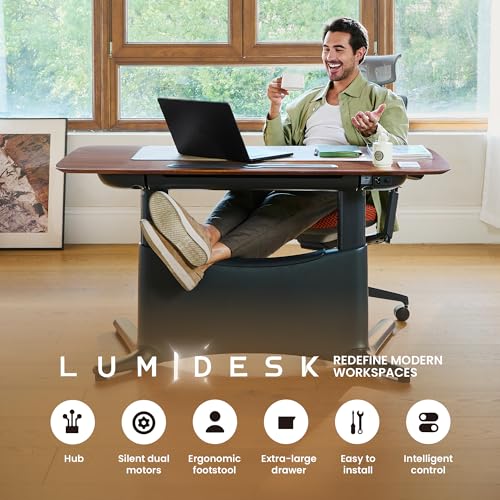 COLAMY Electric Standing Desk 55x28 Inch, Wobble-Free Dual Motor Sit Stand Up Home Office Computer Desk, Motorized Workstation Gamer Studio Table with Drawers, Outlets & Footrest,Walnut,White - color: Walnut + White