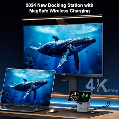 USB C Laptop Docking Station, 9 in 1 Hub with MagSafe Charger, Silver Gray - color: Silver Gray