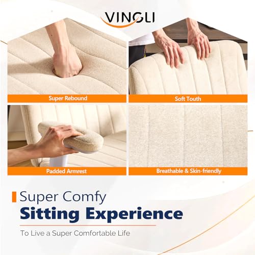 VINGLI Criss Cross Chair with Adjustable Flip-Up Arms,Cross Legged Chair with Wheels, Extra Wide Office Chair,Cozy Desk Chair for Home Office, Vanity, Apartment,Chenille Velvet,Beige - color: Beige