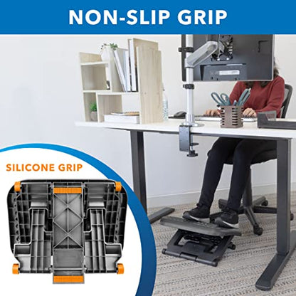 Mount-It! Ergonomic Under Desk Footrest with Massage Rollers, Adjustable Height & 30° Tilt Foot Rest Under Desk (4.25"–6.75"), Office Foot Stool with Non Slip Surface