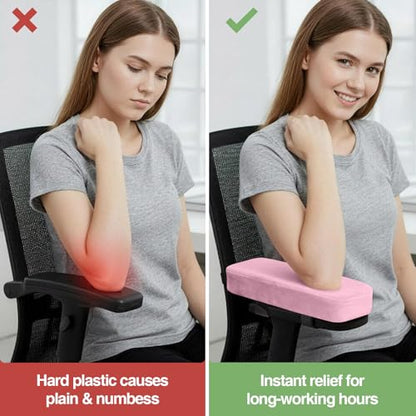 Smiry Ergonomic Office Chair Armrest Pads Pink, Set of 2 Stretch Jacquard Office Computer Chair Seat Covers Pink