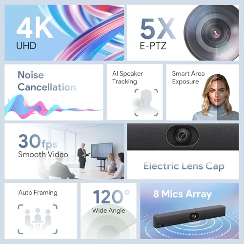 Yealink UVC40 E2 & VCM35 Expansion Mic Bundle 4K Video Conference System | All-in-One Video Bar for Small to Medium Meeting Rooms, 8 Microphone Arrays, AI Auto Framing, Full-Duplex HD Audio Video