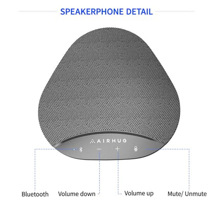 AIRHUG Bluetooth Speakerphone for 8 People, 2 Expansion Microphones | 360° Voice Pickup, Noise Reduction, Conference Speaker with Microphone