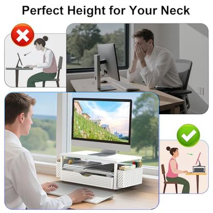 Spacrea Desk Organizers and Accessories, Printer Stand with Storage, White - color: White