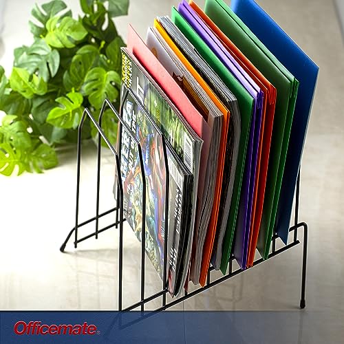 Officemate Large Incline 8 Compartment Wire Caddy, Black, 8.5 x 10.375 x 12.625 Inches (Pack of 6) - size: Pack of 6, style: Pack of 1