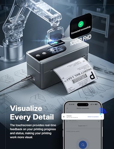 Phomemo 4x6 Shipping Label Printer with Touch Screen | Wireless bluetooth thermal label printer for small business & packages, compatible with Amazon Shopify Etsy UPS USPS - color: Grey