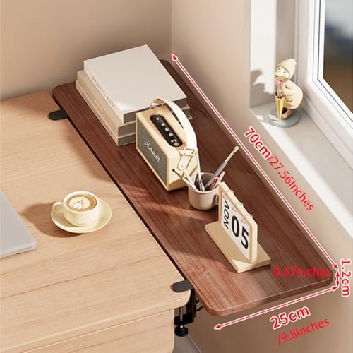 Desk Extender Tray, Punch-Free Clamp on 90° Foldable Keyboard Drawer Tray, Table Mount Armrest Shelf, Computer Elbow Arm Support (Brown, 27.6"*9.8"*0.5"/70cm*25cm*1.2cm) - color: Brown, size: 27.6"*9.8"*0.5"/70cm*25cm*1.2cm