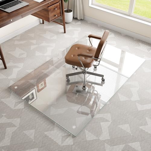 36"x55" Tempered Glass Chair Mat for Carpet - size: 36x55