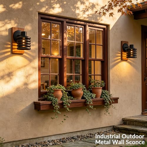 Industrial Matte Black Cylindrical Outdoor Wall Sconce with Louvered Design, Weatherproof Exterior Light Fixture, Farmhouse Lighting for Entrance, Courtyard, Porch, Patio, Garage