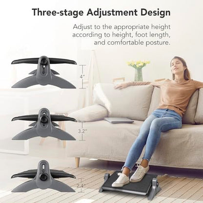 EHO Ottoman, Ergonomic Foot Rest for Under Desk, Adjustable Height and Angle, Rubber Platform, Anti-Slip, Ankle Support, Detachable Washable Cushion, Back and Leg Pain Relief, 21.6"L x 11.4"W, Black - style: Rubber Platform