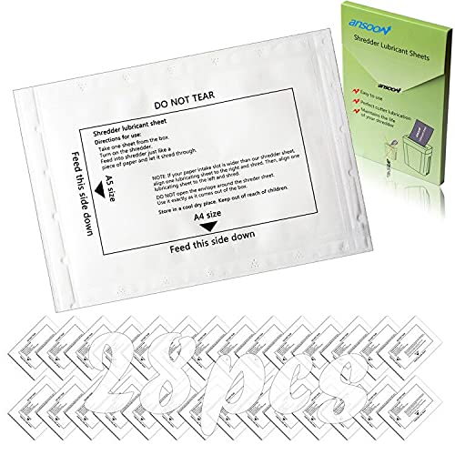 28 Pcs Paper Shredder Lubricating Sheets for Cleaning & Reduces Jams | Ansoon Paper Shredder Oil Sharpening & Cleaning Sheet for Sharpens Blades, for All Cross-Cut and Micro-Cut Paper Shredders - size: 28-Pack
